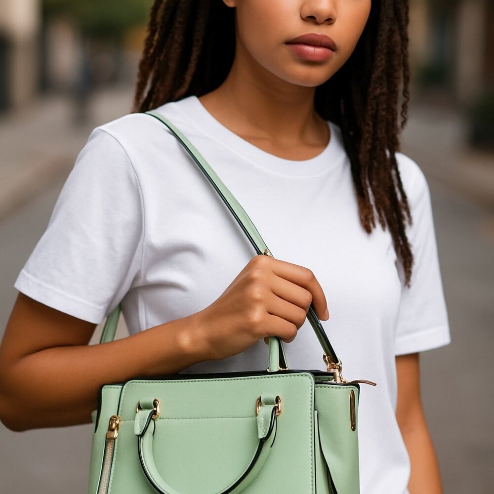 (12)Shoulder bag womens midium size‎ pistachio color